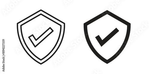 Shield check icon in a simple line art style. EPS10