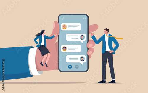 Business professionals engaging in mobile messaging and communication
