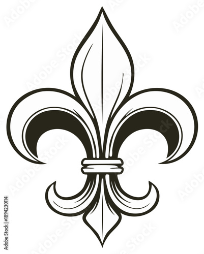 Elegant Stylized Fleur de Lis Heraldic Symbol Illustration