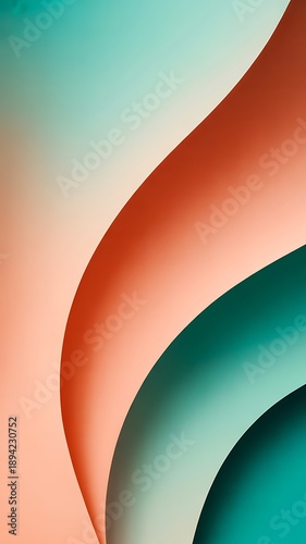 abstract geometric background with smooth
curves and gradients, pastel teal and coral color scheme, modern aesthetic, high resolution, vector style, ideal for website hero section or presentation slid