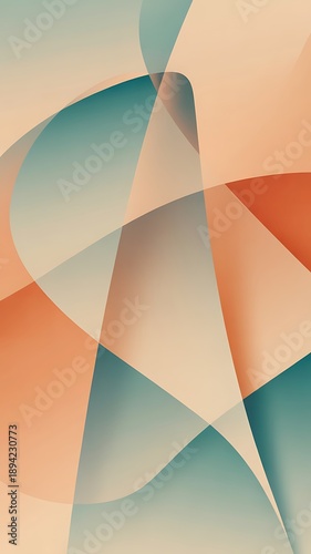 abstract geometric background with smooth
curves and gradients, pastel teal and coral color scheme, modern aesthetic, high resolution, vector style, ideal for website hero section or presentation slid
