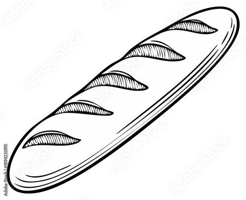 Hand Drawn Baguette Bread Sketch French Loaf Illustration Baking Food