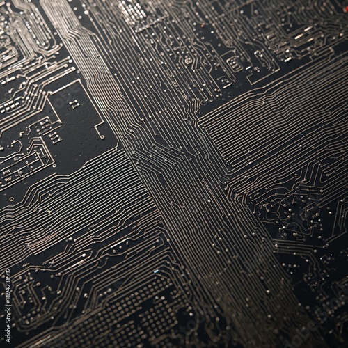 Circuit Board Design With Intricate Lines and Patterns in a Close-Up View