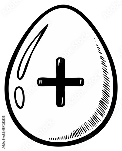 Easter egg illustration with plus symbol vector design healthcare concept