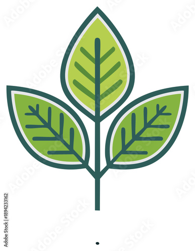 Stylized green plant leaves on a stem showcasing organic growth and natural freshness