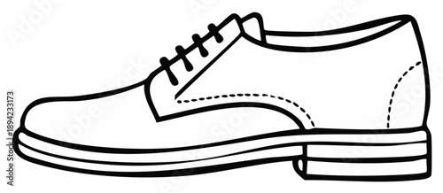 Elegant Line Drawing of Dress Shoe Side View with Laces: Classic Footwear Illustration