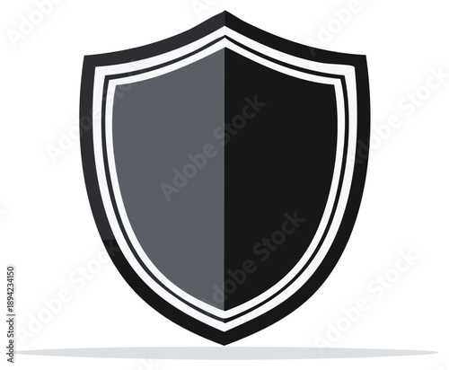 Shield Icon Graphic Symbol - Protection and Security Emblem, Simple and Clean Design Element in Black and Gray Colors