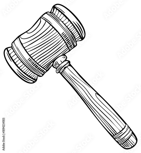 Illustration of a wooden gavel symbol of law and justice