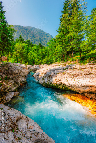 Bilde på lerret Male Korita or small canyon of Soca river near Bovec in Slovenia