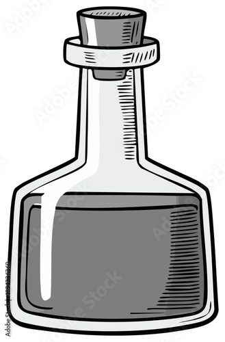 Cartoon Style Gray Potion Bottle with Cork Stopper Magic Elixir Vial Fantasy Vector Illustration