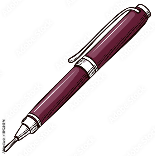 Sophisticated Maroon Pen Illustration for Professional Writing and Creative Projects