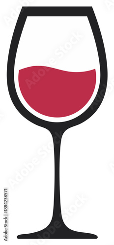 Elegant Wine Glass Silhouette with Red Wine Graphic Illustration