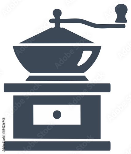 Manual Coffee Grinder Icon Illustration for Kitchen Appliance and Beverage Preparation