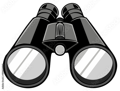 Black and Gray Binoculars Vector Graphic for Searching and Observation Equipment