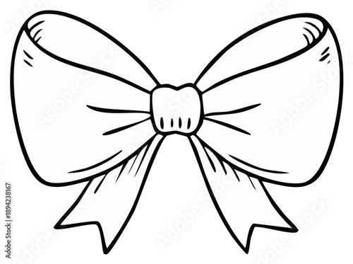 Outlined cartoon bow illustration, decorative present ribbon