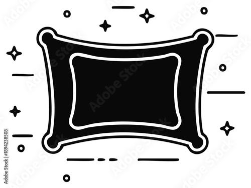 Hand drawn soft pillow icon illustration for comfort and sleep
