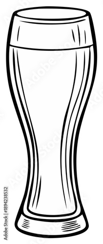 Illustration of a Full Pilsner Glass with Thick Black Outline for Drink Beverage Alcohol Beer