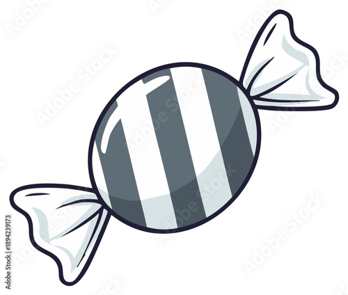 Striped Hard Candy Wrapped in Crinkled Paper