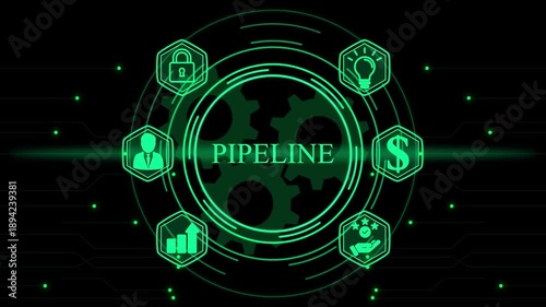 Wallpaper Mural Business pipeline concept with icons and gears process Torontodigital.ca