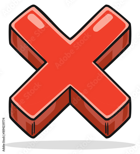 Red X Mark Illustration Graphic for Negative Concept or Decision Making