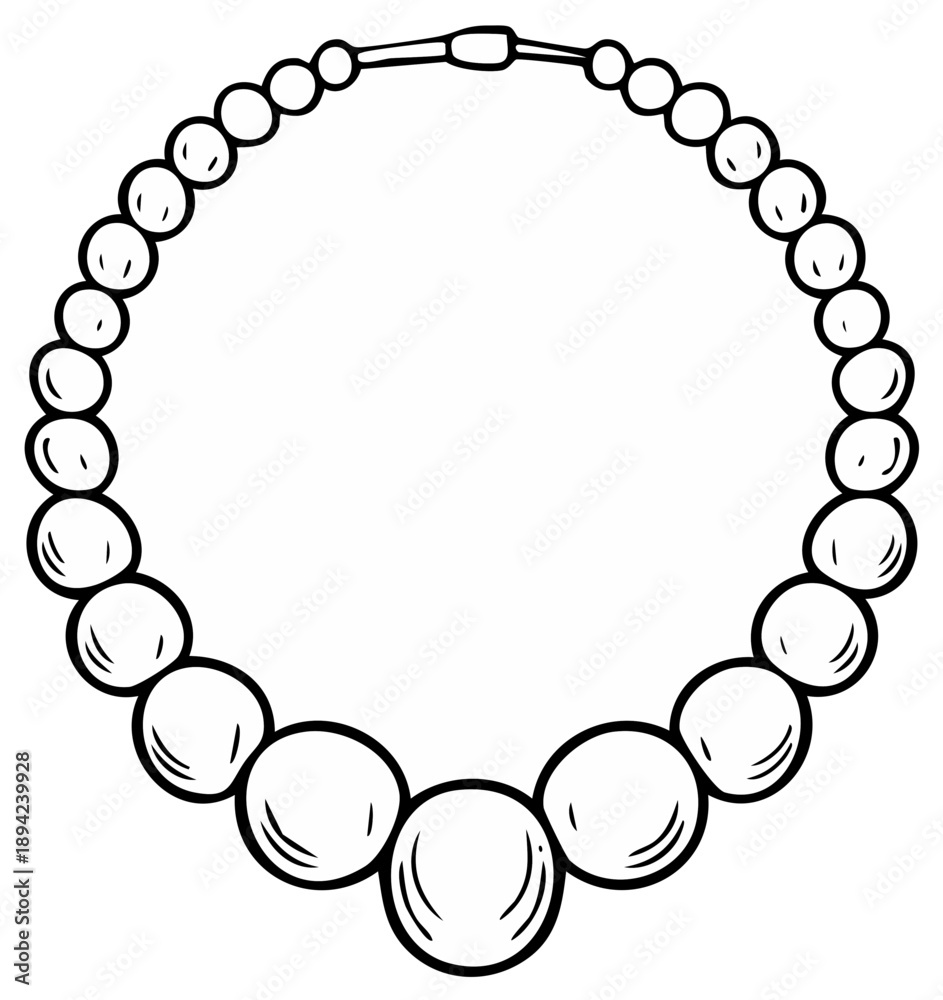 Fototapeta premium Elegant pearl necklace with graduating beads and clasp illustration