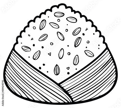 Illustrated Onigiri Rice Ball with Seeds