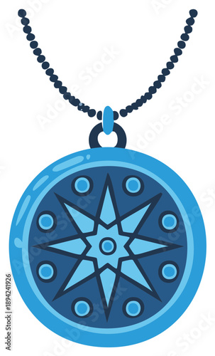 Decorative Blue Star Pendant Necklace Charm Medallion Fashion Jewelry