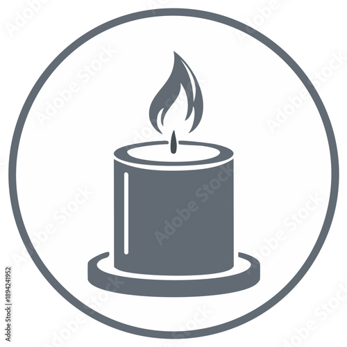 Icon of a lit candle, set within a circle