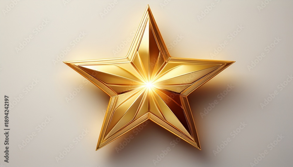 Obraz premium gleaming golden star shines brightly crisp white background radiating warmth copy