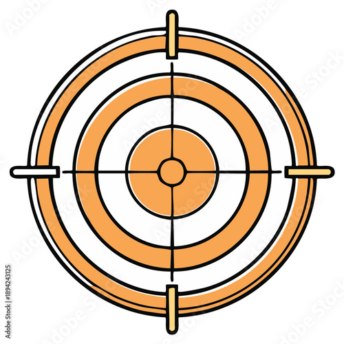 Circular target with concentric rings and crosshairs for aiming and precision