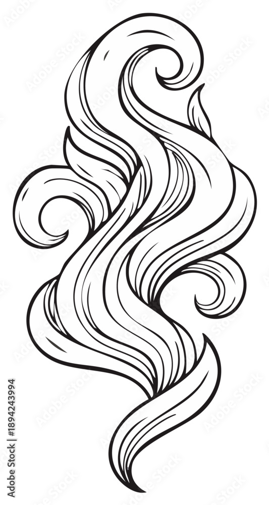 Fototapeta premium Abstract Black and White Swirling Lines and Flourish Ornament Vector