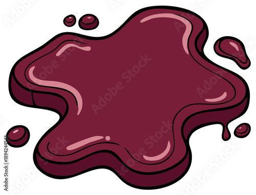 Rich Dark Red Liquid Splatter with Droplets and Shiny Highlights