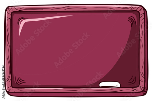 Blank Maroon Chalkboard with Wooden Frame and Chalk Vector Illustration