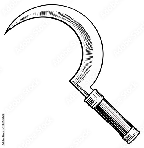 Vintage sickle illustration in a classic engraving style a symbol of agriculture and harvest