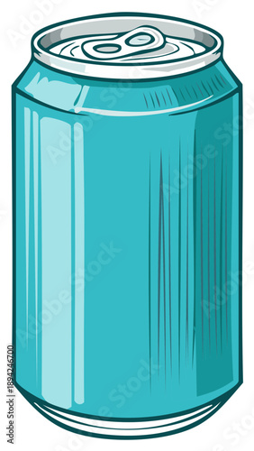 Turquoise Beverage Can Flat Design Vector Illustration