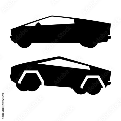 Cyber car silhouette electric vehicle