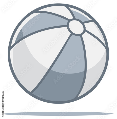 Classic Beach Ball Toy with Gray and White Panels Floating Outdoors