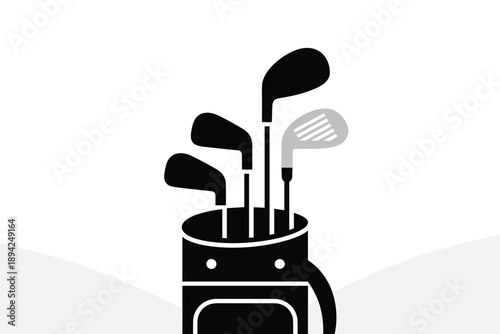 Golf Clubs in Bag Icon, sports equipment concept