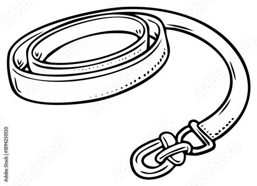 Illustration of a leather belt with a classic buckle, symbolizing fashion, accessories, and style in a linear drawing