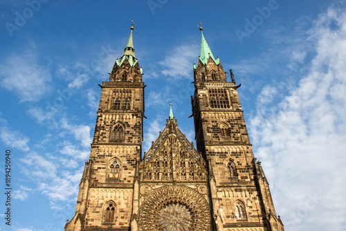 Canvas Print Majestic Gothic cathedral with intricate stonework and towering spires against a
