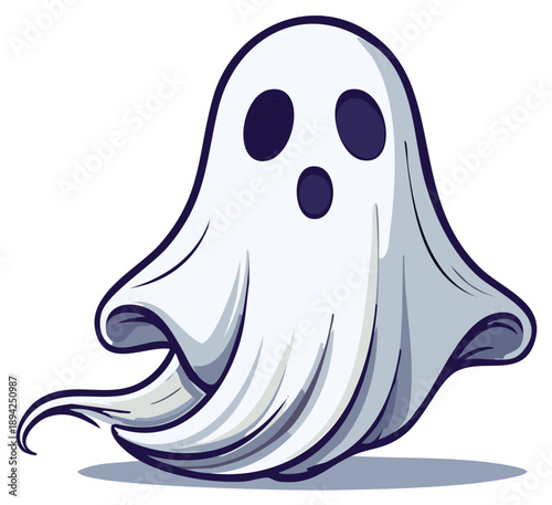 Spooky White Ghost Floating Cartoon for Halloween Season Fun and Scary Night Decoration