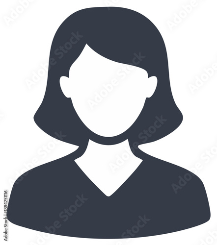Abstract flat design female avatar icon for anonymous user profile pictures and website interface