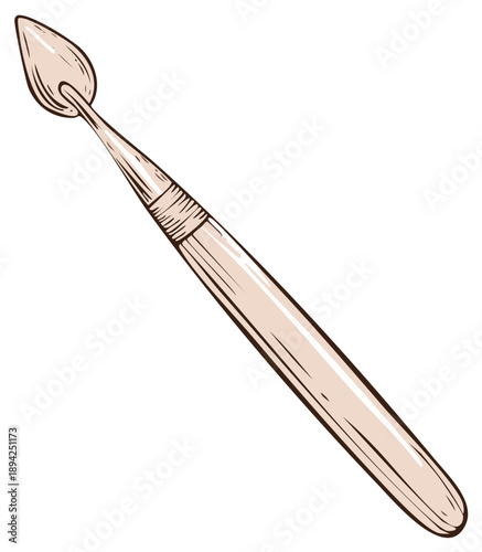 Classic artistic illustration of a fine pointed paint brush essential tool for creative projects