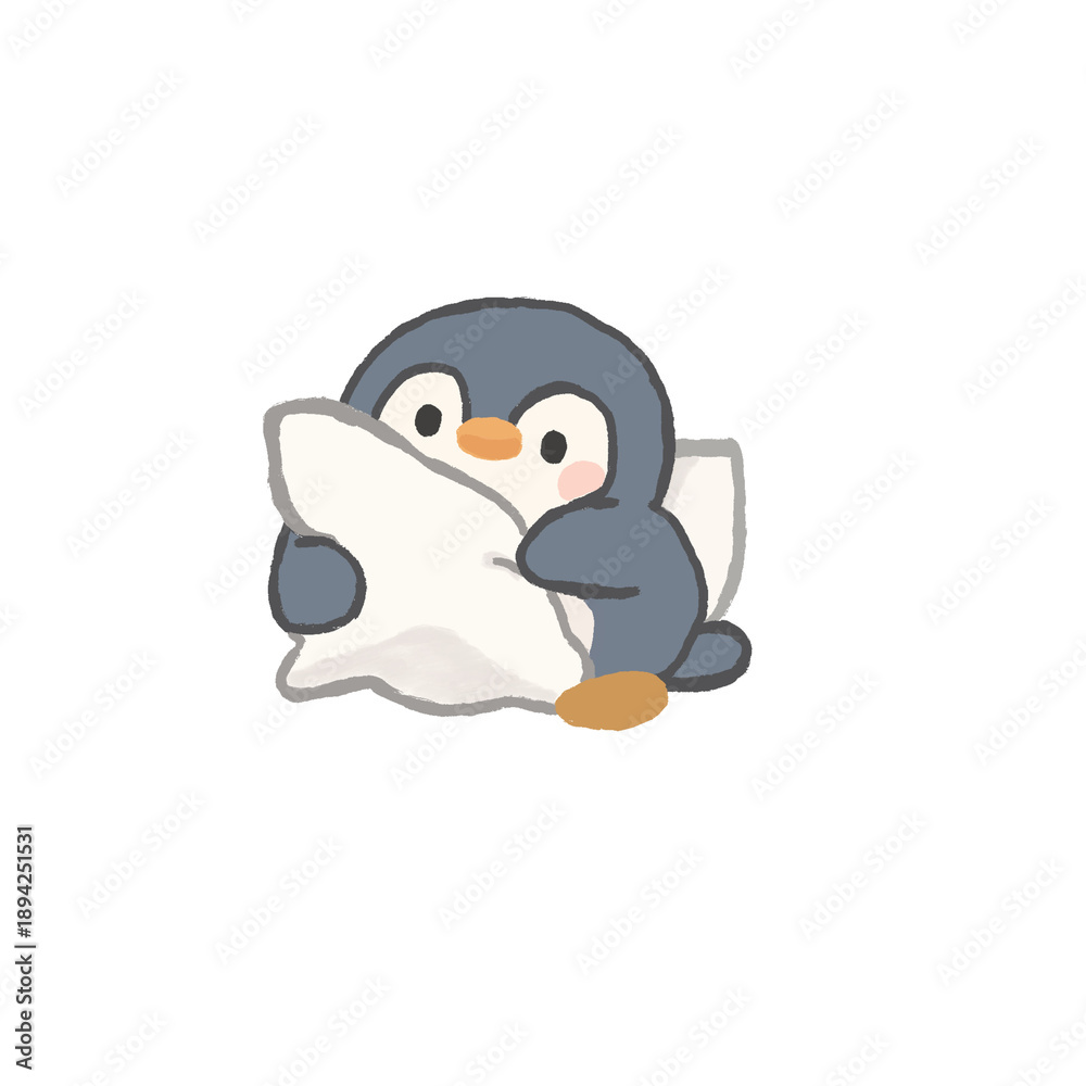 Obraz premium Minimal Cute Penguin Stickers, PNG with Transparent Background