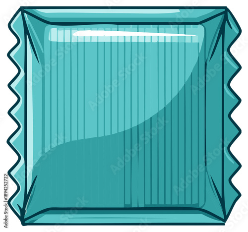 Cool Blue Chewing Gum Package with Jagged Edges and Cartoonish Design