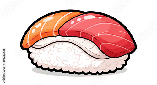 Delicious Sushi Nigiri with Salmon and Tuna Toppings.