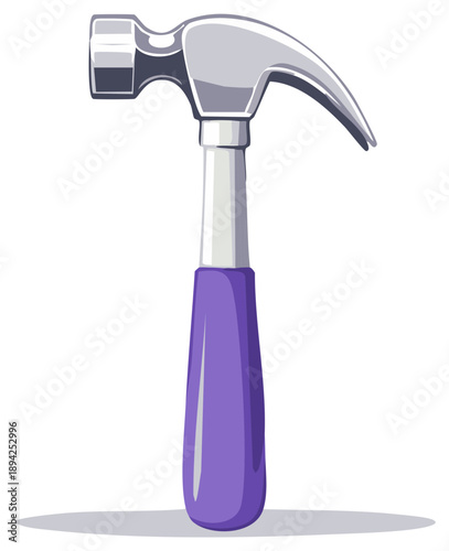 Cartoon Illustration of a Claw Hammer with a Purple Handle