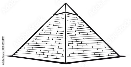 Egyptian pyramid sketch illustration, architectural structure