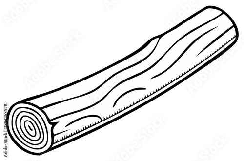 Black and white illustration of a wooden log with grain and texture.