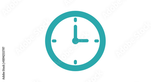 Simple Teal Clock Icon Representing Time Management.